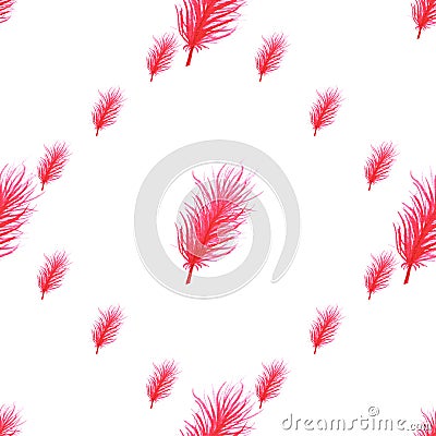 Watercolor feathers abstract seamless pattern background. Template for a business card, banner, poster, notebook Stock Photo