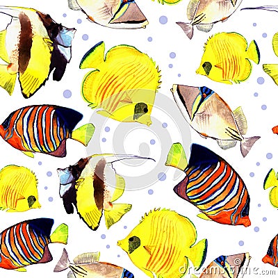 Watercolor fish. Sea fish set illustration Cartoon Illustration