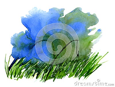 Watercolor fishing Stock Photo