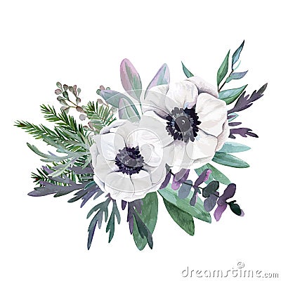 Watercolor floral arrangement, hand drawn vector image Vector Illustration