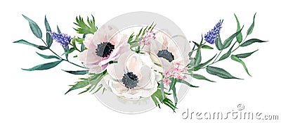 Watercolor floral arrangement, hand drawn vector image Vector Illustration