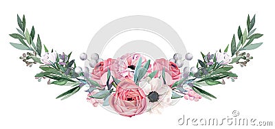 Watercolor floral arrangement, hand drawn vector image Vector Illustration