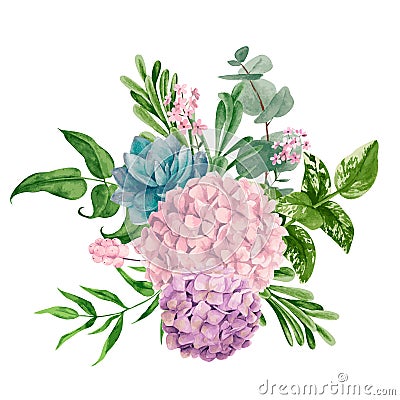 Watercolor floral arrangement, hand drawn vector image Vector Illustration