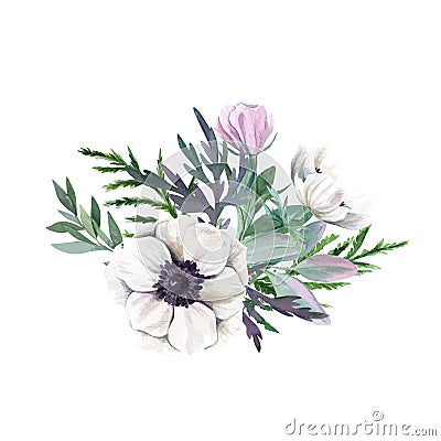 Watercolor floral arrangement, hand drawn vector image Vector Illustration