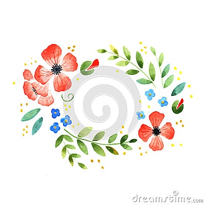 Watercolor floral decorative element Stock Photo