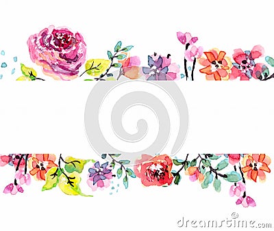 Watercolor floral frame Vector Illustration