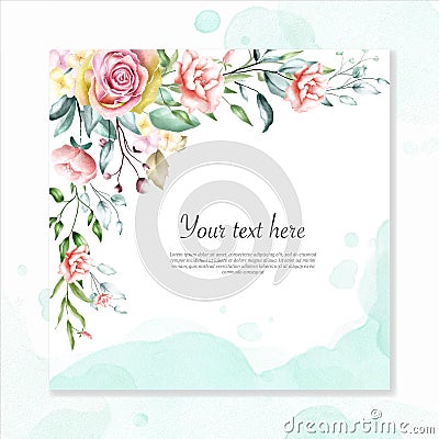 Watercolor floral frame multi purpose background Vector Illustration