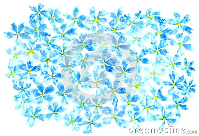 Watercolor floral pattern. Abstract aqua flowers on white background. Greeting card. Wedding invitation Stock Photo