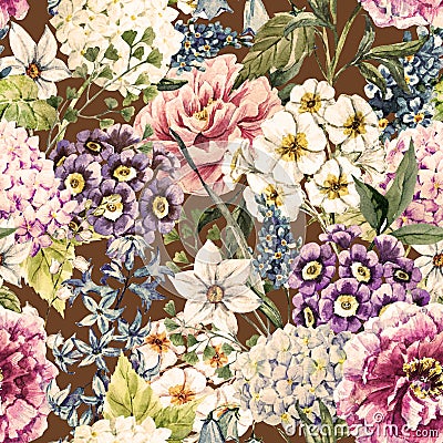 Watercolor floral pattern Stock Photo