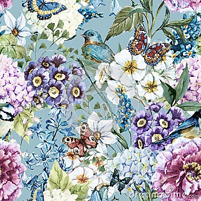 Watercolor floral pattern Stock Photo