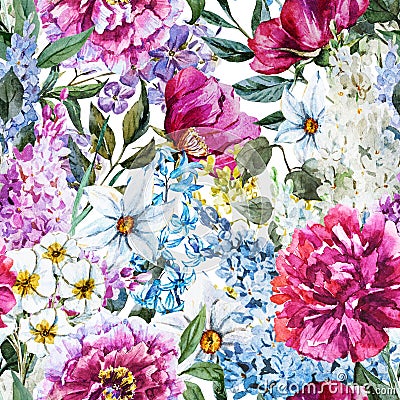 Watercolor floral pattern Stock Photo