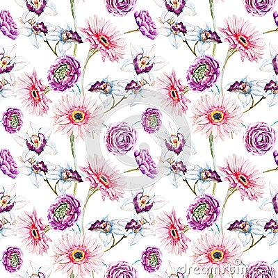 Watercolor floral pattern Stock Photo