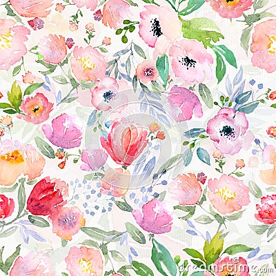 Watercolor floral pattern Cartoon Illustration