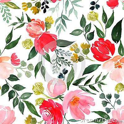 Watercolor floral pattern. Stock Photo