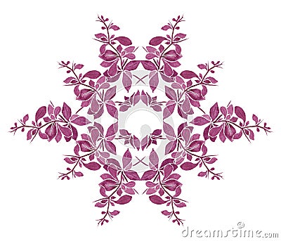 Watercolor floral pattern with purple twig Stock Photo