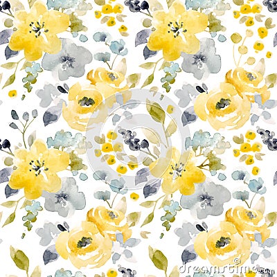 Watercolor floral vector seamless pattern Vector Illustration