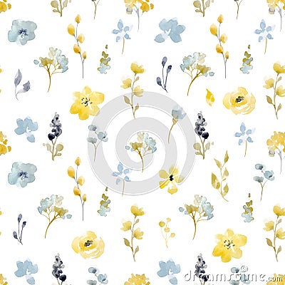 Watercolor floral vector seamless pattern Vector Illustration