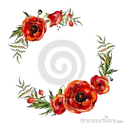 Watercolor floral wreath Vector Illustration