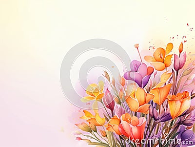 watercolor flower background - freesias Cartoon Illustration