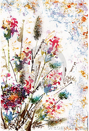 Watercolor flower bouquet Stock Photo