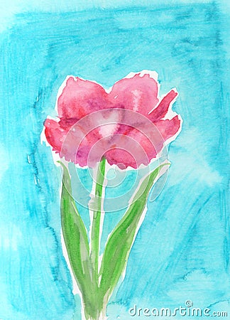 Abstract floral watercolor painting Stock Photo