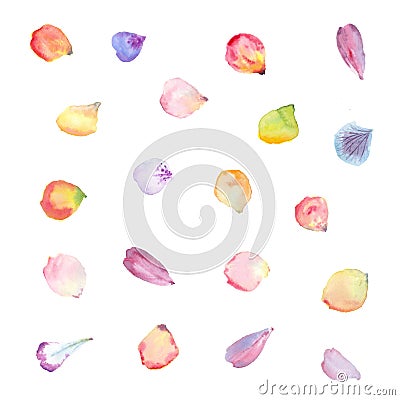 Watercolor flower petals. Stock Photo