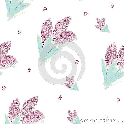 Watercolor flowers of lilac pattern Stock Photo