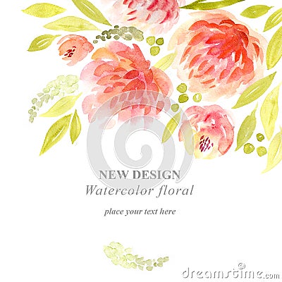 Watercolor flowers. Painting background with flowers Stock Photo