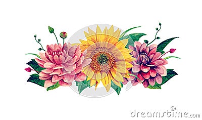 Watercolor flowers vector Vector Illustration