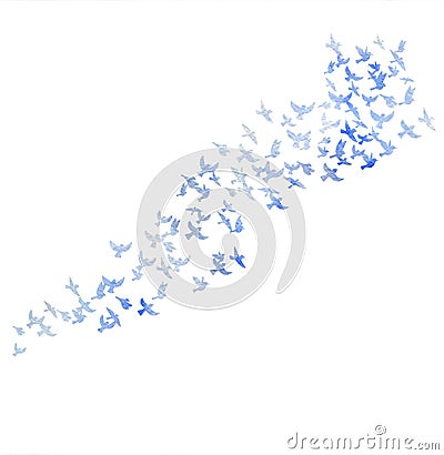 Watercolor flying birds silhouettes Stock Photo