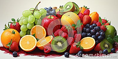 watercolor fruit isolated on white. AI Generated Stock Photo