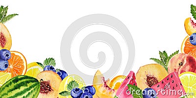 Watercolor fruits frame Stock Photo