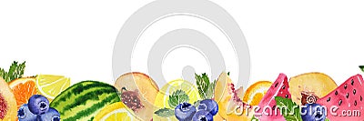 Watercolor fruits frame Stock Photo