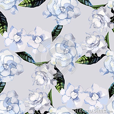 Watercolor gardenia pattern Vector Illustration