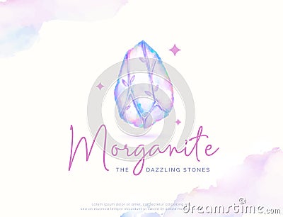 watercolor gemstone logo design Vector Illustration