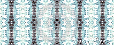 Watercolor Geometric Pattern. Blue Bohemian Design. Stock Photo