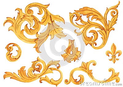 Golden baroque rich luxury elements Stock Photo