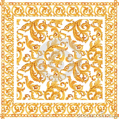 Golden baroque rich luxury vector pattern Vector Illustration