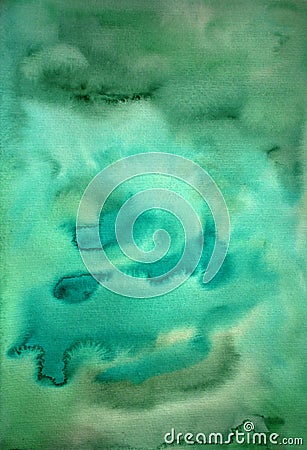 Watercolor green hand painted art background Stock Photo