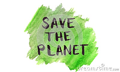 Save the planet watercolor green organic background Stock Photo