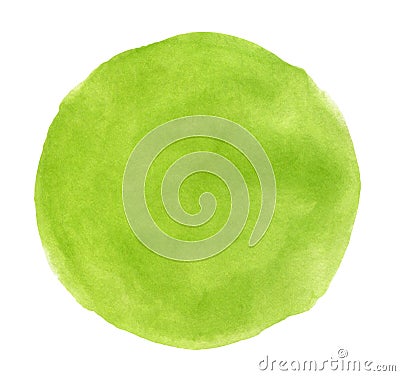 Watercolor green round painting with stains Stock Photo