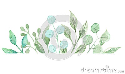 Watercolor Green Wreath Frame Border Leaves Wedding Spring Summer Garland Olive Stock Photo