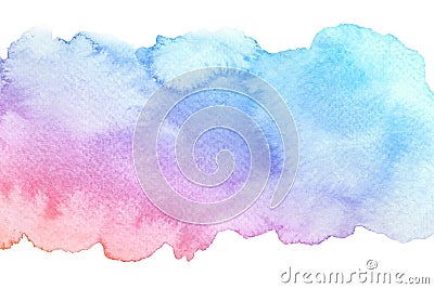 Watercolor hand drawn abstract artistic blue red brush stroke with strains isolated on white background Stock Photo