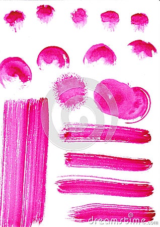 Watercolor hand drawn background. Pink color joyful beautiful circles design element Stock Photo