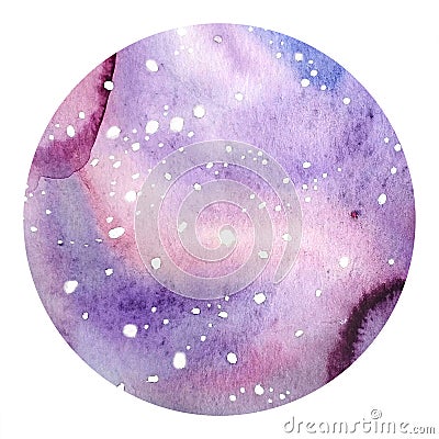 Watercolor hand drawn cosmic circle background Cartoon Illustration