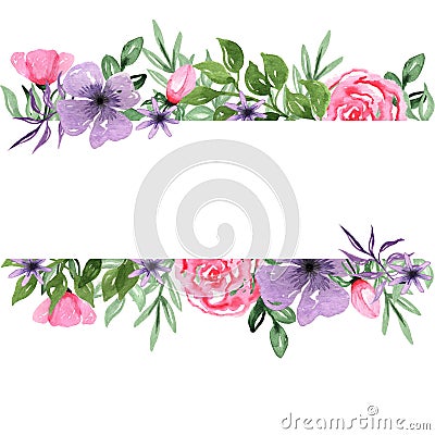 Watercolor Hand drawn Floral Arrangement Background Frame Cartoon Illustration