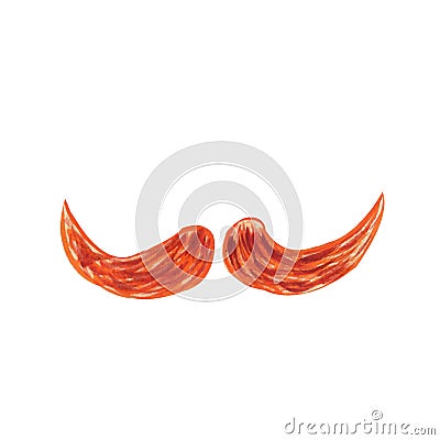 Watercolor hand drawn ginger moustache isolated on white background Stock Photo