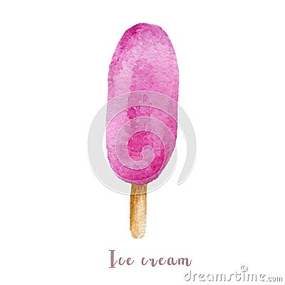 Watercolor hand drawn ice cream. dessert illustration on white background Cartoon Illustration