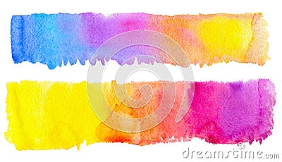 Watercolor hand drawn two rainbow brush stripe for create your design Stock Photo