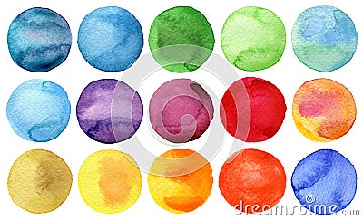 Watercolor hand painted circles collection Stock Photo